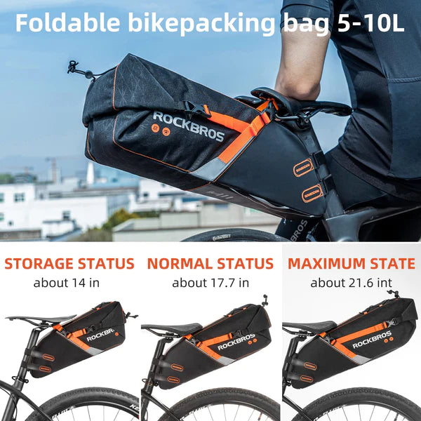 ROCKBROS Bicycle Saddle/Packing Bag - Waterproof for Gravel & Mountain Road Max. 10L