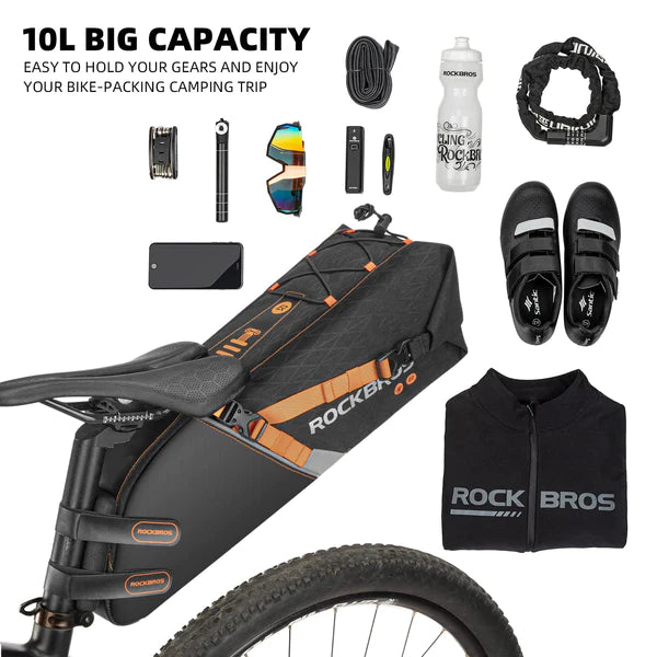 ROCKBROS Bicycle Saddle/Packing Bag - Waterproof for Gravel & Mountain Road Max. 10L