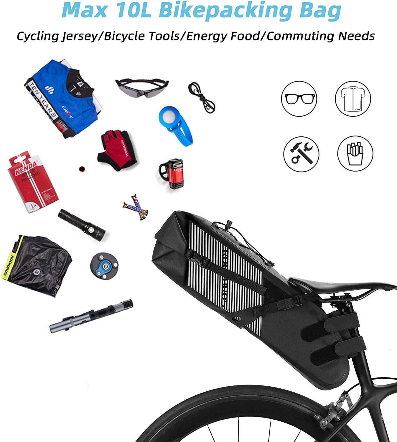 ROCKBROS-Bicycle Seat Bag 100% waterproof - Max. 10L