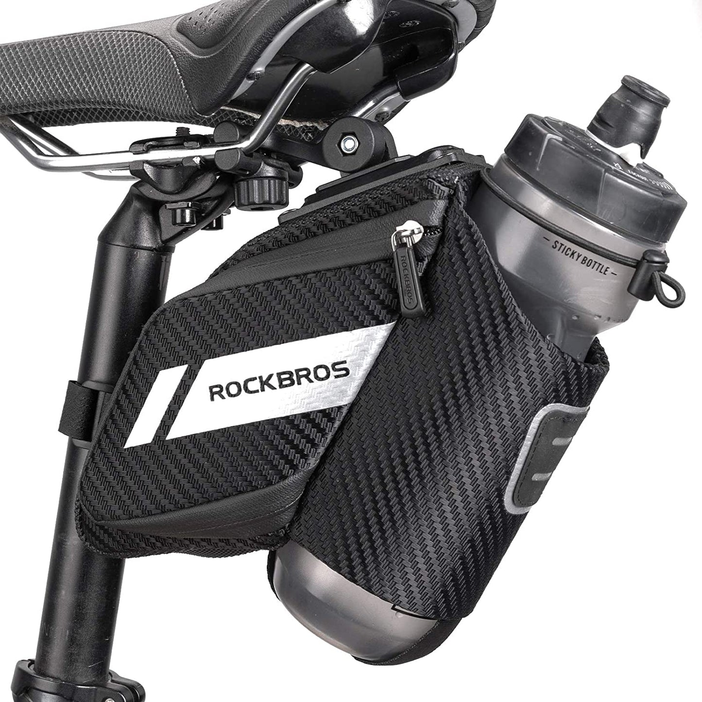 ROCKBROS Bicycle Saddle & Quick Release Bag with Water Bottle Pocket - 1,5L Black