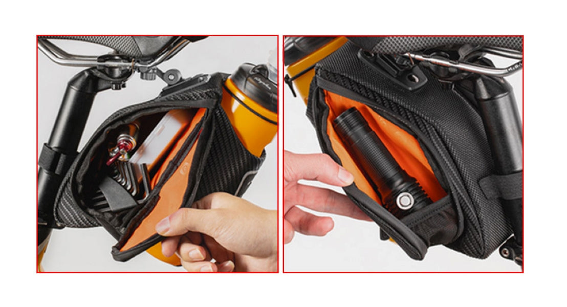 ROCKBROS Bicycle Saddle & Quick Release Bag with Water Bottle Pocket - 1,5L Black