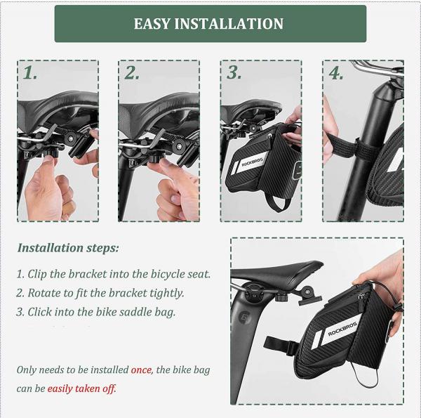 ROCKBROS Bicycle Saddle & Quick Release Bag with Water Bottle Pocket - 1,5L Black