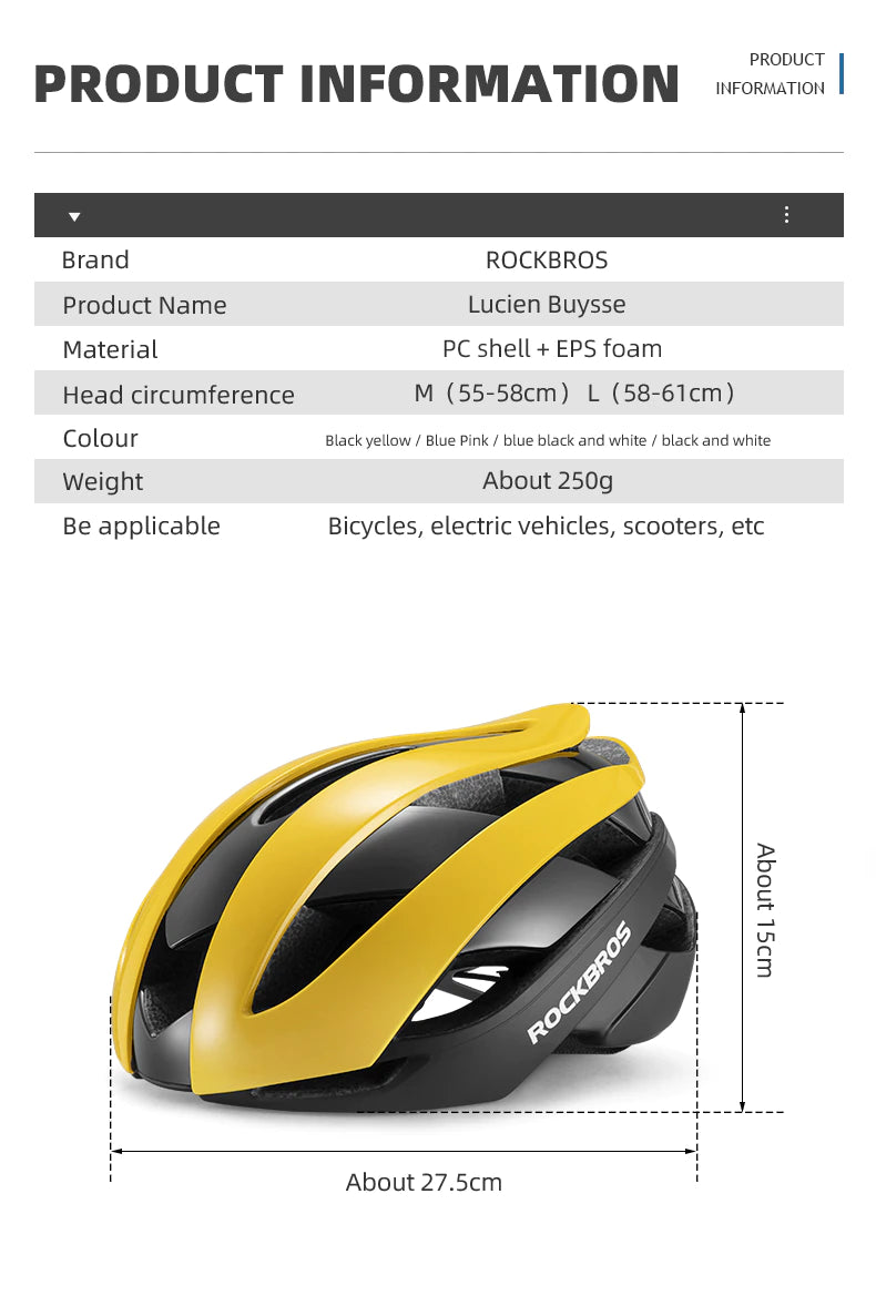 ROCKBROS Bicycle Helmet – White/Black