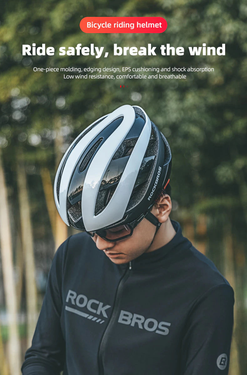 ROCKBROS Bicycle Helmet – White/Black