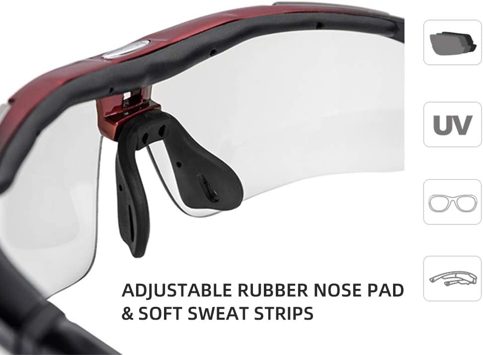 Polarized Multi Lens Sports Sunglasses - Red