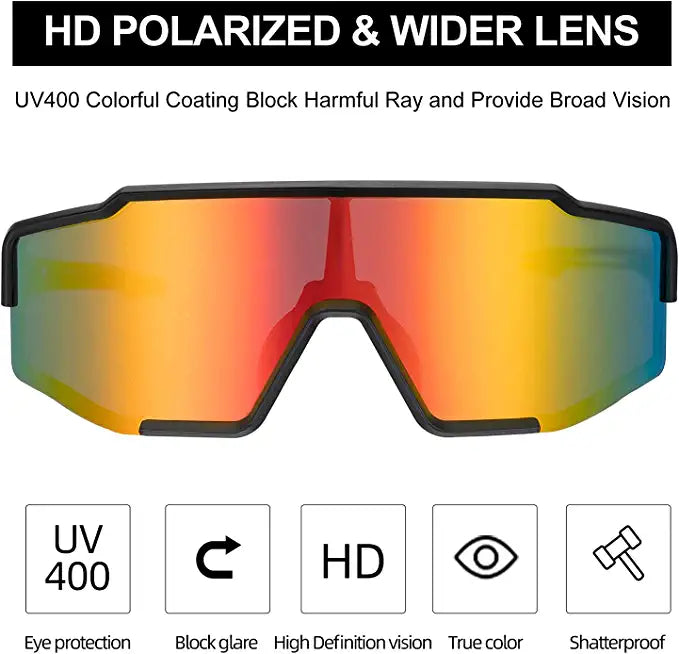 Polarized Sunglasses for Sports Driving Bike Fishing Running - Black/Red