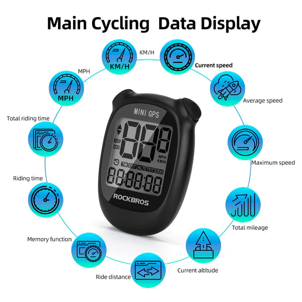 ROCKBROS Mini GPS Bicycle Computer - Black