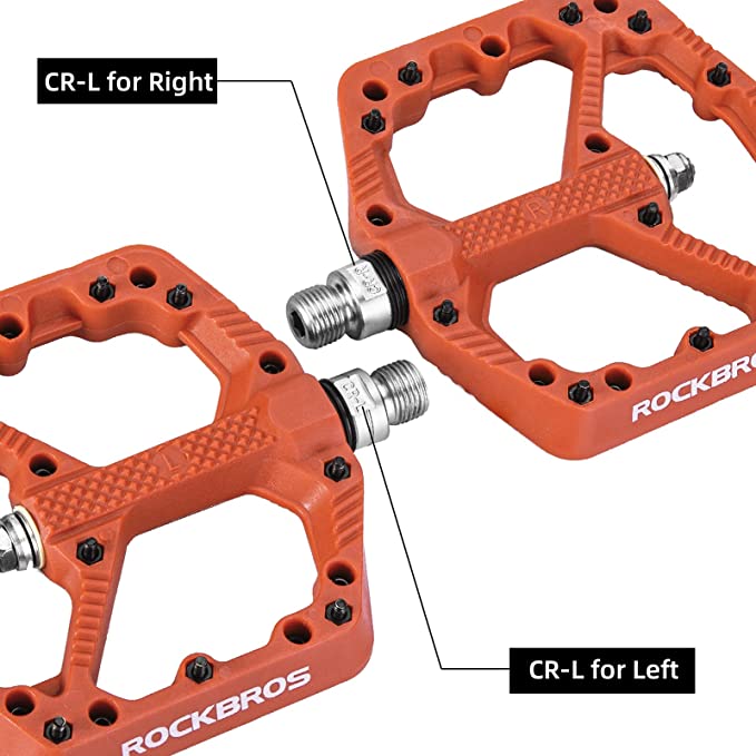 ROCKBROS MTB Nylon Fiber Bicycle Pedals - Orange (Pair)