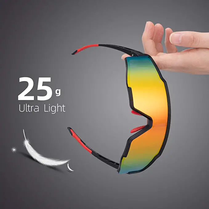 Polarized Sunglasses for Sports Driving Bike Fishing Running - Black/Red