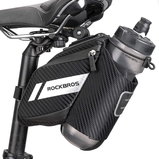 ROCKBROS Bicycle Saddle & Quick Release Bag with Water Bottle Pocket - 1,5L Black