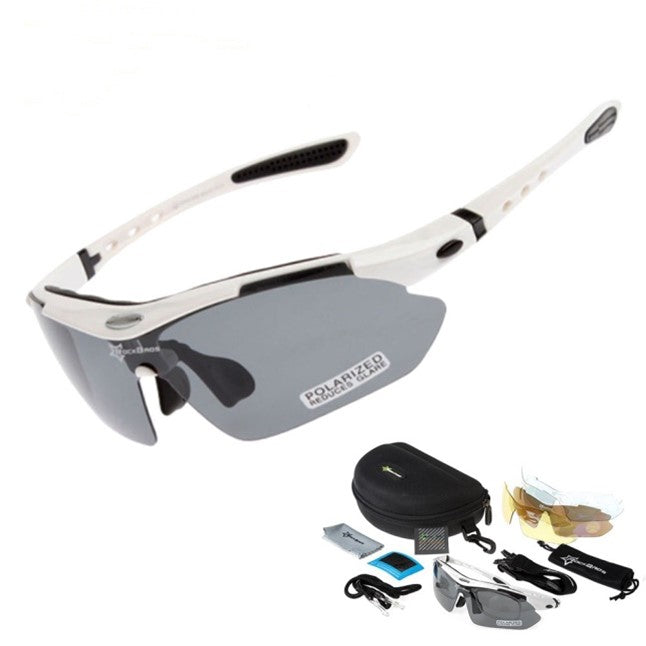 Polarized Multi Lens Sports Sunglasses - White