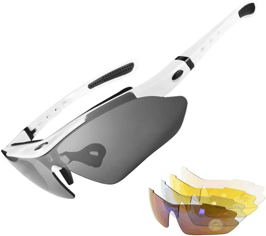 Polarized Multi Lens Sports Sunglasses - White