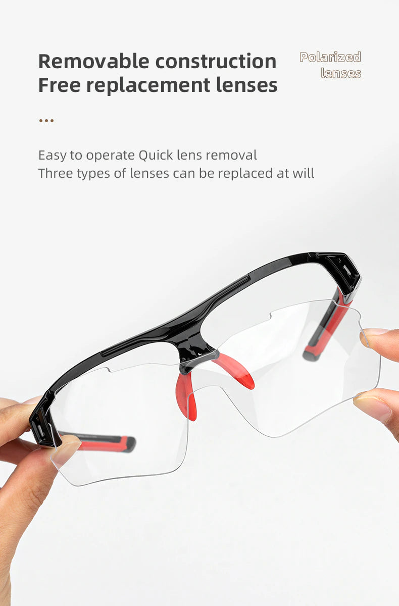 Polarized Cycling Glasses 3 lens - Black / Red
