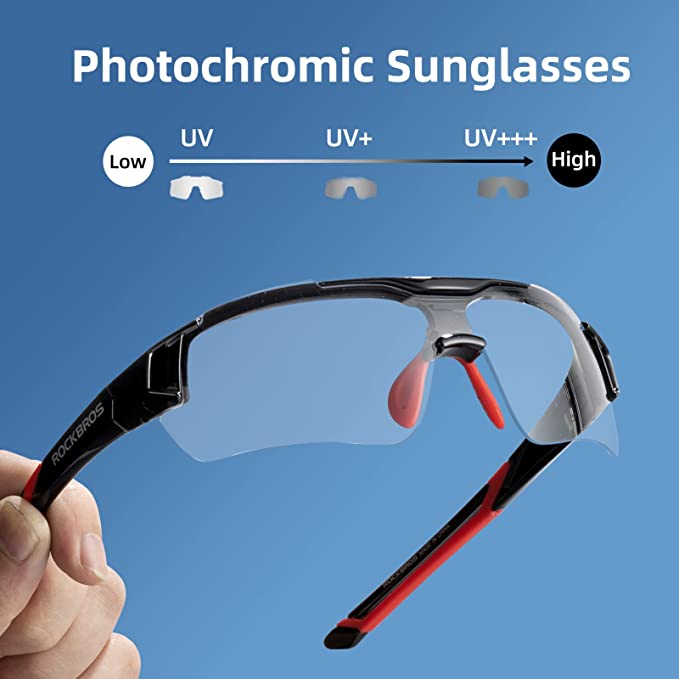 ROCKBROS Photochromic Sunglasses - Red