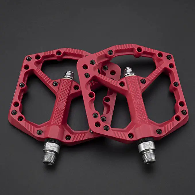ROCKBROS MTB Nylon Fiber Bicycle Pedals - Red (Pair)