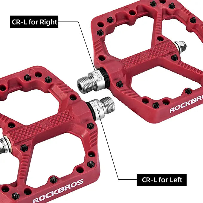 ROCKBROS MTB Nylon Fiber Bicycle Pedals - Red (Pair)
