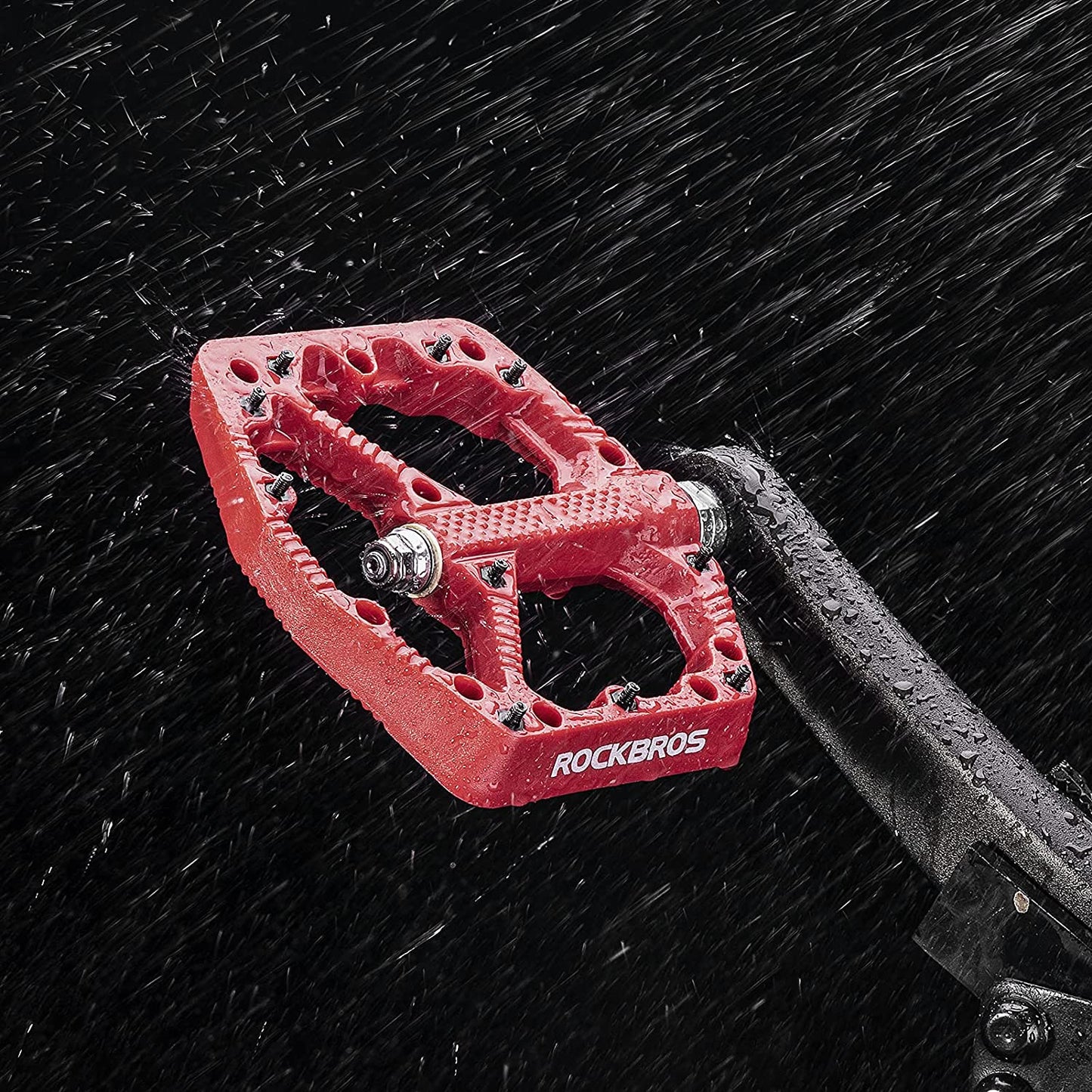 ROCKBROS MTB Nylon Fiber Bicycle Pedals - Red (Pair)